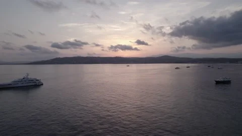 Drone sunset scene at Cap d'Antibes Video stock 201485882