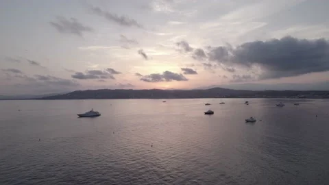 Drone sunset scene at Cap d'Antibes Video stock 201485950