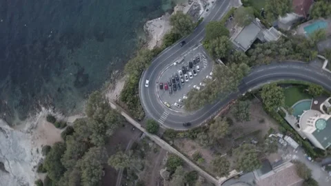 Drone sunset scene at Cap d'Antibes Video stock 201486111