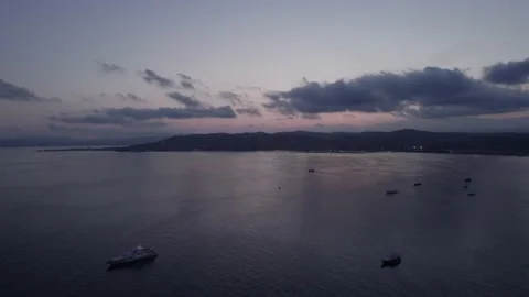 Drone sunset scene at Cap d'Antibes Video stock 201486666