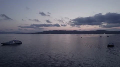 Drone sunset scene at Cap d'Antibes Video stock 201486701