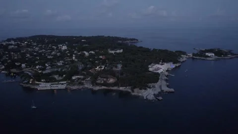 Drone sunset scene at Cap d'Antibes Video stock 201486810
