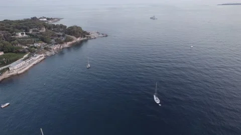 Drone sunset scene at Cap d'Antibes Video stock 201488627