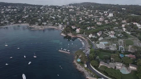 Drone sunset scene at Cap d'Antibes Video stock 201488715