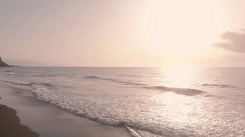 Drone sunset sea waves Stock Footage 221278686