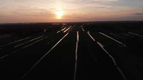 Drone sunset slow backwards Stock Footage 89098941