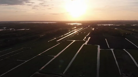 Drone sunset slow down and backwards Stock Footage 89114677