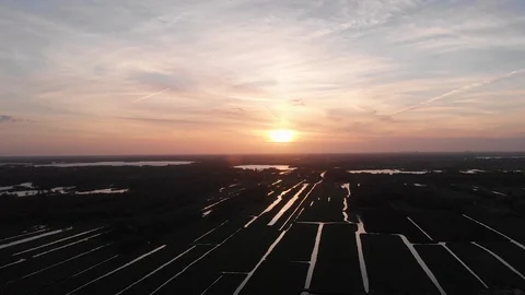 Drone sunset slow pan shot Stock Footage 89117071