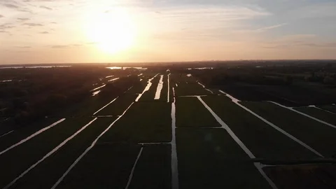 Drone sunset slow right to left Stock Footage 89098587