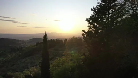 Drone sunset tuscany chianti Stock Footage 143556464
