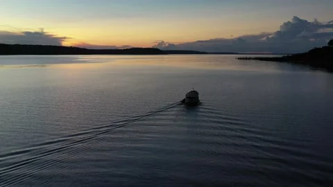 Drone of sunset uatumã river Stock Footage 158589229