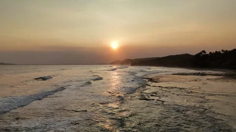 Drone sunset video on the beach Video stock 285129542