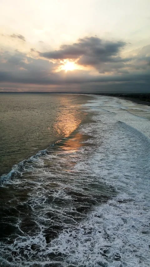 Drone sunset video on the beach Stock Footage 285130651
