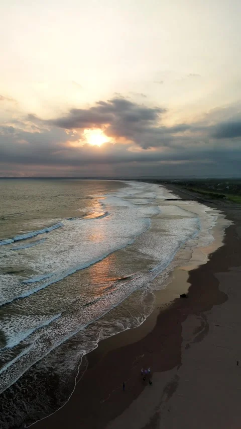 Drone sunset video on the beach Stock Footage 285130655