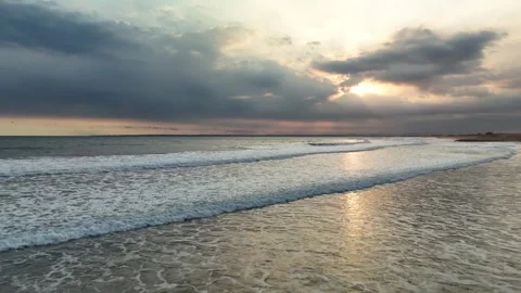 Drone sunset video on the beach Stock Footage 285130704