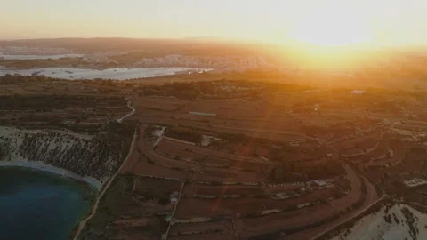 Drone sunset view of nature rocks and cliffs. Malta island Stock Footage 276173322
