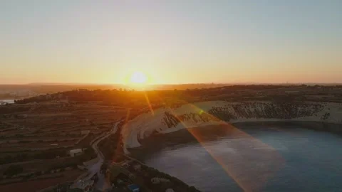 Drone sunset view of nature rocks and cliffs. Malta island Stock Footage 276173846
