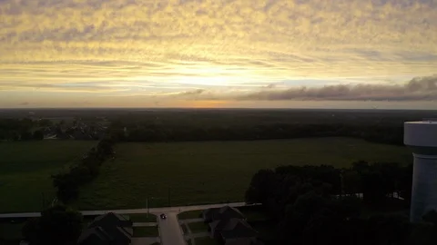 Drone sunset with water tower Video stock 94501785