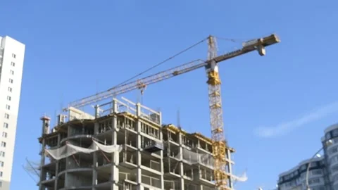 Drone survellance over construction area. building site inspection. Slow motion Stock Footage 88104745