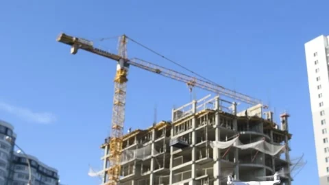 Drone survellance over construction area. building site inspection. Slow motion Stock Footage 88105396