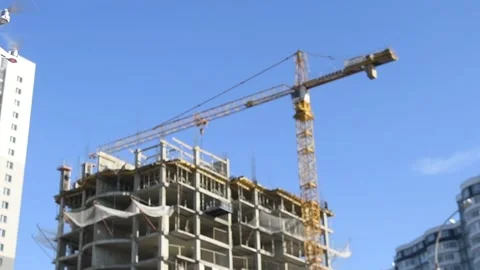 Drone survellance over construction area. building site inspection. Slow motion Stock Footage 88105947