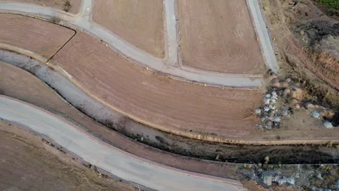 Drone Survey of Empty Plot Land Inspection for Real Estate Development Stock Footage 302154167