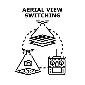 Drone surveying and remote sensing aerial mapping Stock Illustration