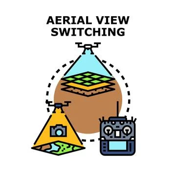 Drone surveying and remote sensing aerial mapping Ilustração Stock