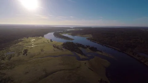 Drone of swamp river area Stock Footage 111268980