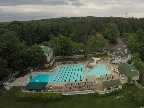 Drone Swimming Pool Overcast Empty 库存影片 76098618