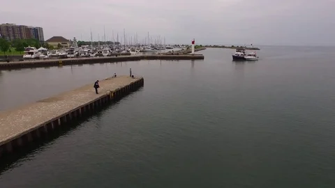 Drone take off at dock Stock Footage 73183520