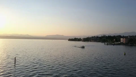 Drone take-off over Garda Lake Stock Footage 81472896