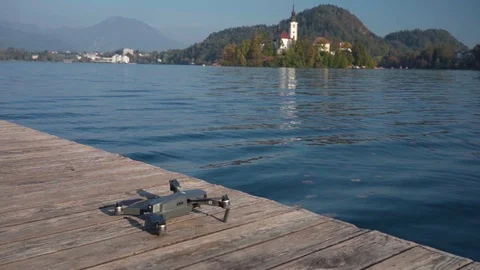 Drone Takeoff on the lake Stock Footage 106513951