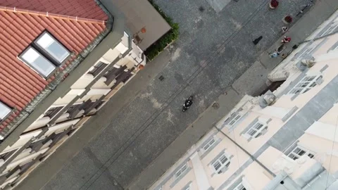 Drone takes off the busy intersection in Vietnam from top to down with a view of Stock Footage 142904561