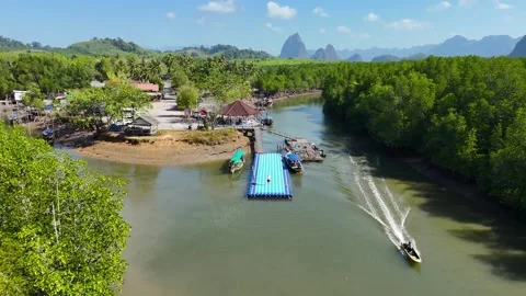 The drone takes off over the river Video stock 266976287