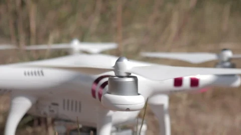 Drone takes off, tilt up, handheld Video stock 91622302