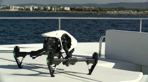 Drone taking off boat Stock Footage 60353334
