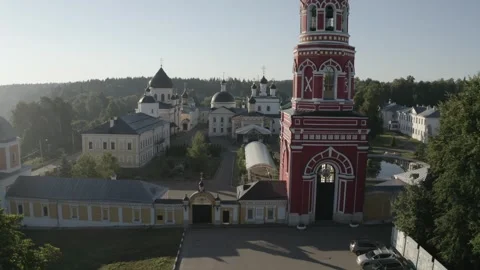 Drone taking off facing Davydova Pustyn in Chekhov Vidéo 328388668