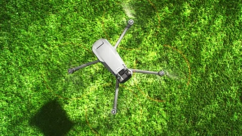 Drone Taking Off In Slow Motion From Vivid Green Grass And Flying Out Of Fra Stock Footage 278831179