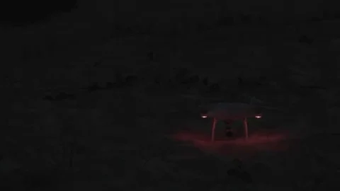 Drone taking off in wind after sunset Stock Footage 69236465