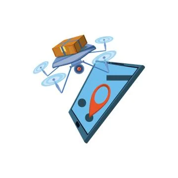 Drone technology with box carton and tablet Stock Illustration