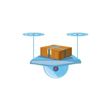 Drone technology with box carton 스톡 일러스트