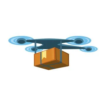 Drone technology with box carton Stock Illustration