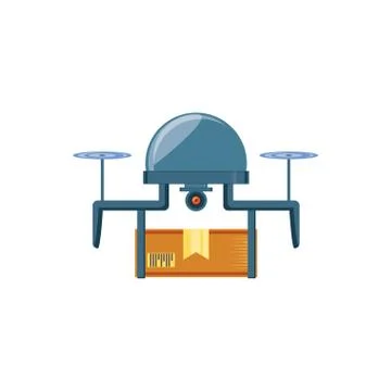 Drone technology with box carton 스톡 일러스트