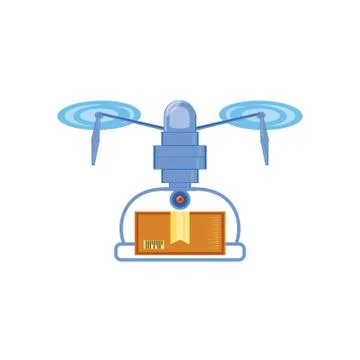 Drone technology with box carton Stock Illustration