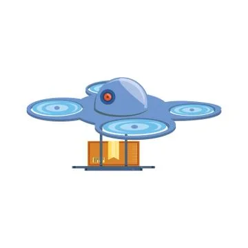 Drone technology with box carton Illustrazione stock