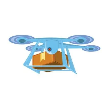 Drone technology with box carton Stock Illustration