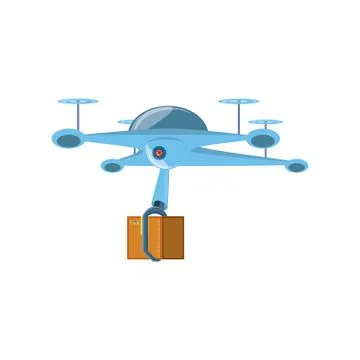 Drone technology with box carton 스톡 일러스트
