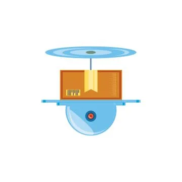 Drone technology with box carton 스톡 일러스트