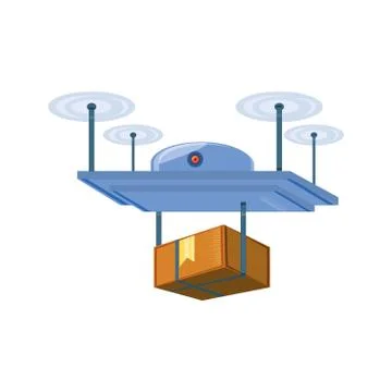 Drone technology with box carton Illustrazione stock